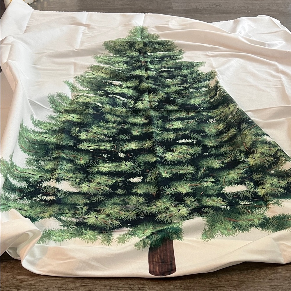 NEW Green Pine Tree Print Fabric back drop Christmas - Picture 2 of 5